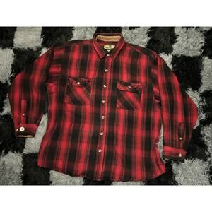 Vintage Field & Stream Heavy Cotton Flannel Red Lumberjack XL Mens Button-Up